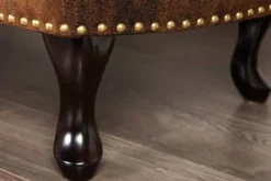 Chesterfield Récamière 170cm antik braun mit Knopfheftung und Nietenbesatz