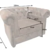 Chesterfield Sessel 110cm antik braun mit Knopfheftung und Federkern