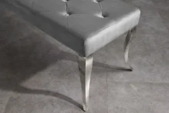 Chesterfield Sitzbank MODERN BAROCK DELUXE 170cm grau Samt silber Edelstahl