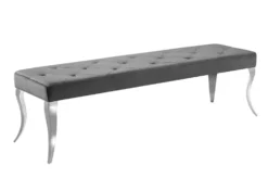 Chesterfield Sitzbank MODERN BAROCK DELUXE 170cm grau Samt silber Edelstahl
