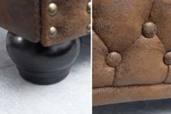 Chesterfield 2-Sitzer Sofa 150cm antik braun Microfaser Federkern Knopfheftung