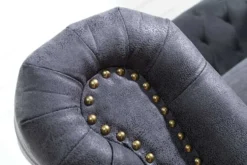 Chesterfield 2-Sitzer Sofa 150cm antik grau Microfaser Federkern Knopfheftung