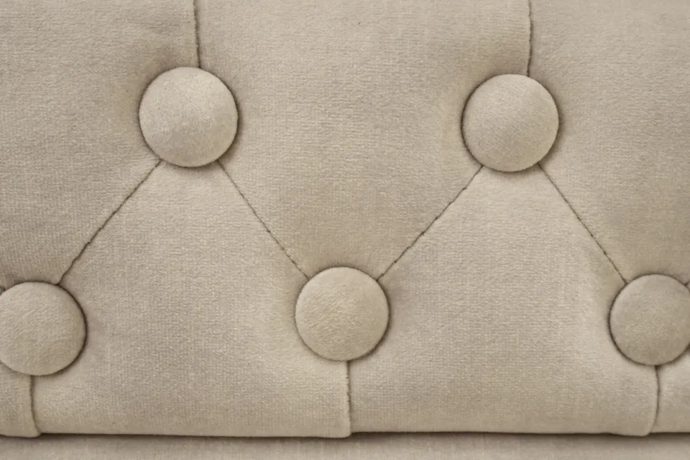 Chesterfield 3-Sitzer Sofa 200cm champagner beige Samt Federkern Knopfheftung