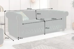 Chesterfield 3-Sitzer Sofa 205cm flaschengrün Samt Federkern Knopfheftung