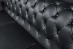 Chesterfield 3-Sitzer Sofa 205cm schwarz Nietenbesatz Federkern