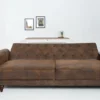 Chesterfield 3-Sitzer Sofa MAISON BELLE AFFAIRE 220cm antik braun Microfaser mit Schlaffunktion