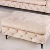 Chesterfield Sitzhocker MODERN BAROCK 90cm champagner Samt Fußhocker