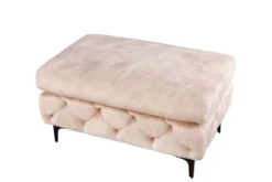 Chesterfield Sitzhocker MODERN BAROCK 90cm champagner Samt Fußhocker
