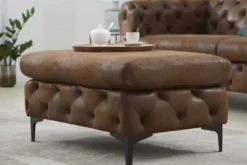 Chesterfield Sitzhocker MODERN BAROCK 90cm antik braun Fußhocker