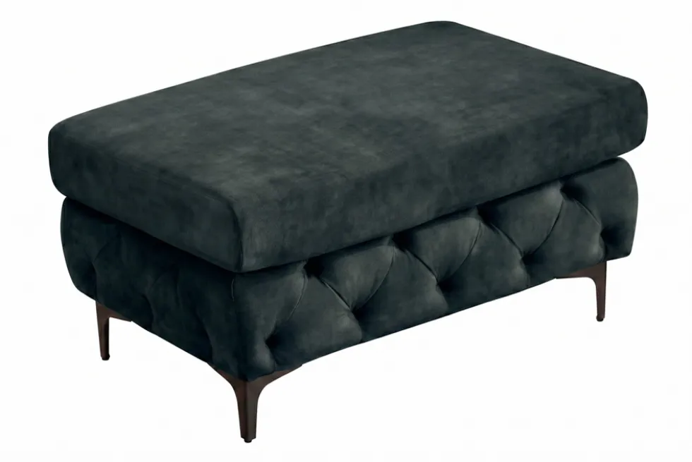 Chesterfield Sitzhocker MODERN BAROCK 95cm petrol Samt Fußhocker