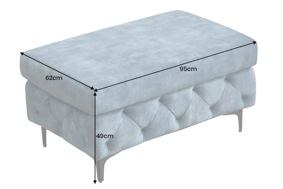 Chesterfield Sitzhocker MODERN BAROCK 95cm petrol Samt Fußhocker