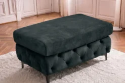 Chesterfield Sitzhocker MODERN BAROCK 95cm petrol Samt Fußhocker