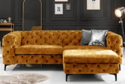 Chesterfield Sofa MODERN BAROCK 235cm senfgelb Samt 3-Sitzer Couch Federkern