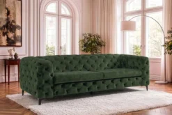 Chesterfield Sofa MODERN BAROCK 235cm grün Samt 3-Sitzer Couch Federkern