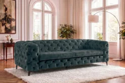 Chesterfield Sofa MODERN BAROCK 235cm petrol Samt 3-Sitzer Couch Federkern
