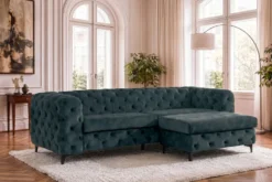 Chesterfield Sofa MODERN BAROCK 235cm petrol Samt 3-Sitzer Couch Federkern