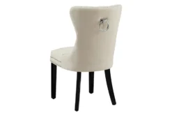 Chesterfield Stuhl CASTLE beige Leinen Massivholz Ziernieten mit Komfortgriff