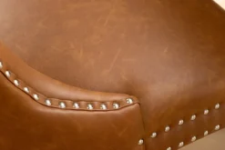 Chesterfield Stuhl CASTLE braun Kunstleder schwarz Massivholz mit Komfortgriff