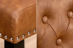 Chesterfield Stuhl CASTLE braun Kunstleder schwarz Gummiholz Ziernieten