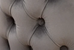 Chesterfield Stuhl CASTLE DELUXE grau Samt mit Löwenkopf Nieten