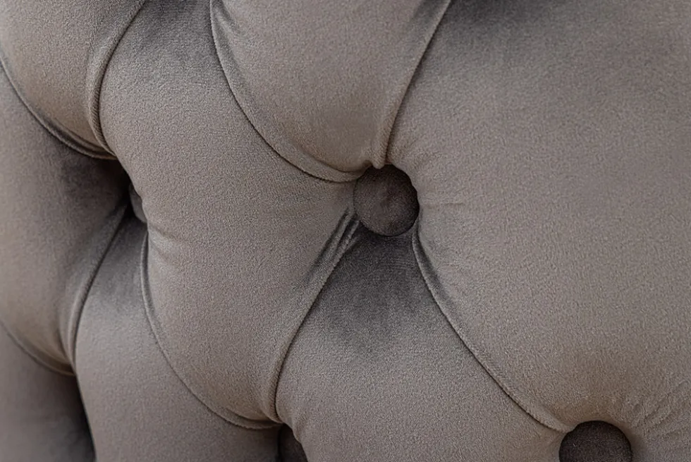 Chesterfield Stuhl CASTLE DELUXE grau Samt mit Löwenkopf Nieten