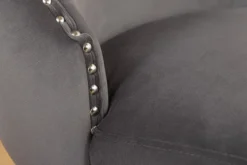 Chesterfield Stuhl CASTLE DELUXE grau Samt mit Löwenkopf Nieten