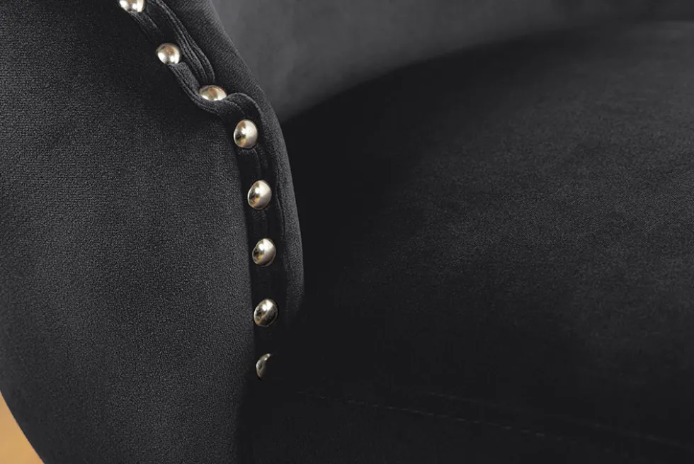 Chesterfield Stuhl CASTLE DELUXE schwarz Samt mit Löwenkopf Nieten