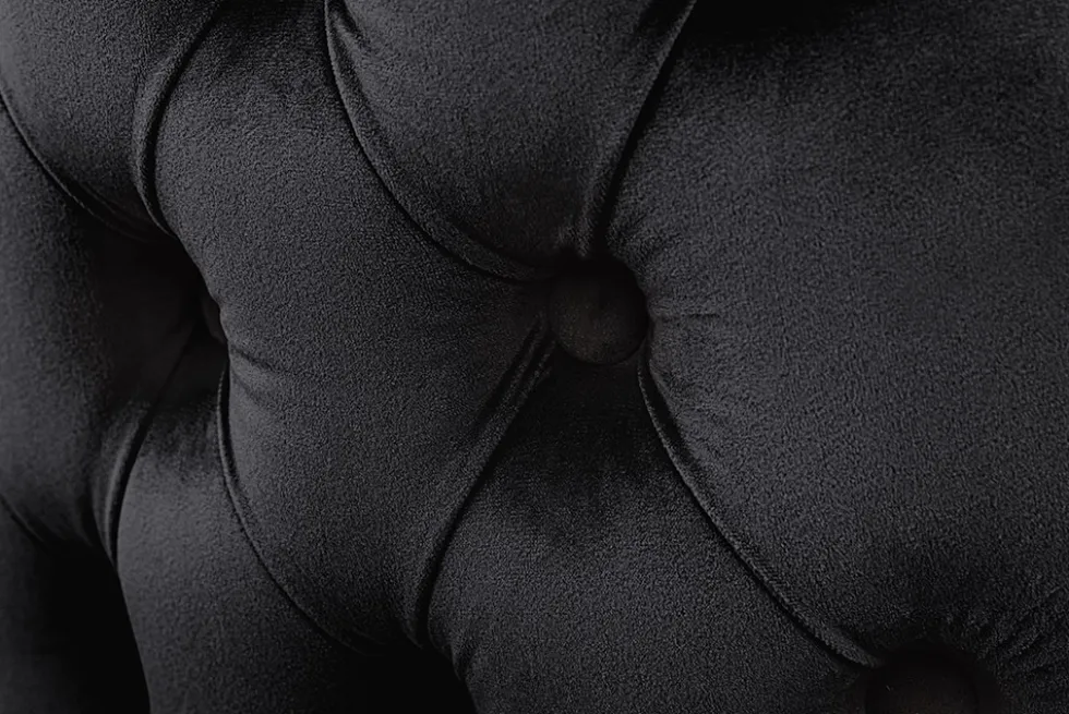 Chesterfield Stuhl CASTLE DELUXE schwarz Samt mit Löwenkopf Nieten
