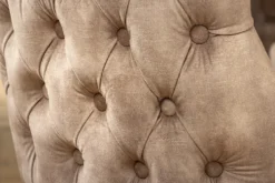 Chesterfield Stuhl CASTLE DELUXE beige Samt mit Löwenkopf Nieten