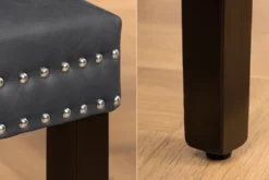 Chesterfield Stuhl CASTLE schwarz Kunstleder Massivholz mit Komfortgriff