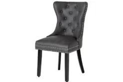 Chesterfield Stuhl CASTLE schwarz Kunstleder Massivholz mit Komfortgriff