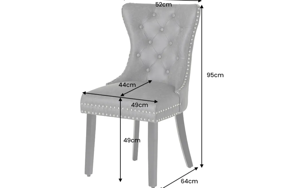 Chesterfield Stuhl CASTLE schwarz Kunstleder Massivholz mit Komfortgriff