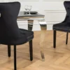 Chesterfield Stuhl CASTLE schwarz Samt Massivholz Ziernieten mit Komfortgriff