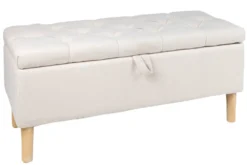 Chesterfield Truhenbank CASTLE 100cm beige Sitzbank Landhausstil mit Stauraum