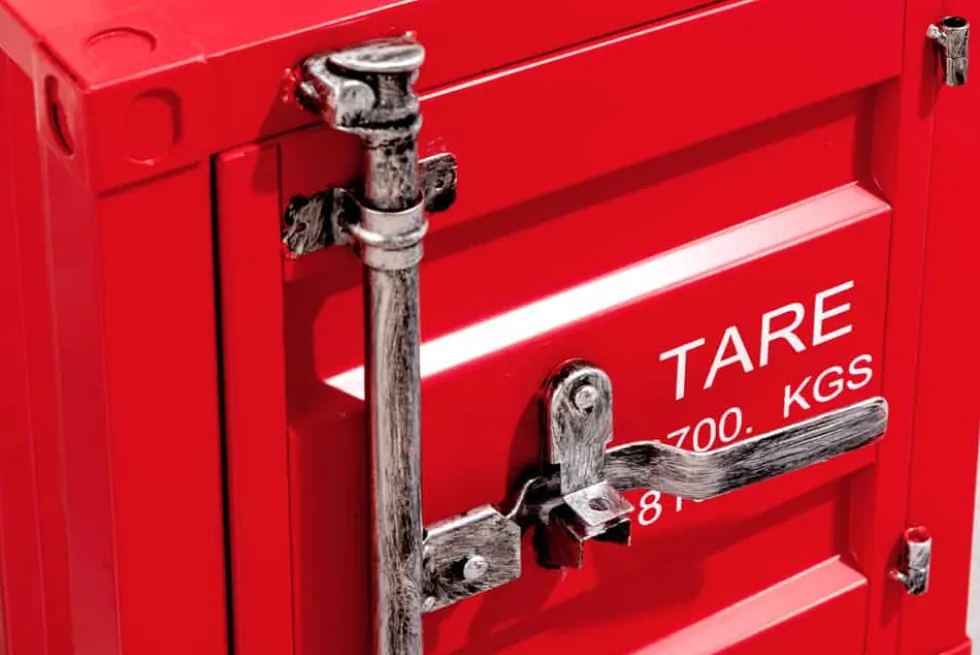 Container-Schrank GLOBETROTTER 50cm rot Metall Nachttisch Beistellschrank