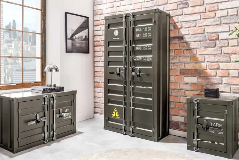 Container-Schrank GLOBETROTTER 50cm anthrazit Metall Nachttisch Beistellschrank