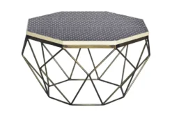 Couchtisch DIAMOND 70cm schwarz weiß messing Mosaik Kunsthandwerk