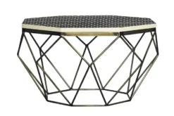 Couchtisch DIAMOND 70cm schwarz weiß messing Mosaik Kunsthandwerk