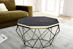 Couchtisch DIAMOND 70cm schwarz weiß messing Mosaik Kunsthandwerk