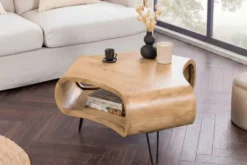 Couchtisch ORGANIC LIVING 70cm natur cream finish Mangoholz mit Hairpin Legs