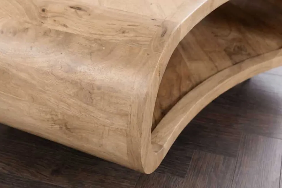 Couchtisch ORGANIC LIVING 70cm natur cream finish Mangoholz mit Hairpin Legs