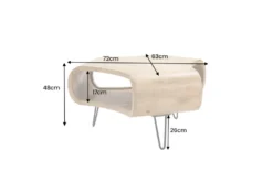 Couchtisch ORGANIC LIVING 70cm natur cream finish Mangoholz mit Hairpin Legs