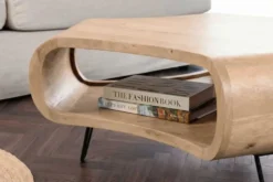 Couchtisch ORGANIC LIVING 90cm natur cream finish Mangoholz mit Hairpin Legs