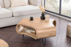 Couchtisch ORGANIC LIVING 90cm natur cream finish Mangoholz mit Hairpin Legs