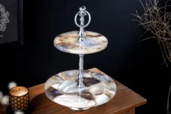 Deko Etagere NOBLE 35cm silber Edelstein handmade Achat Quarz Aluminium