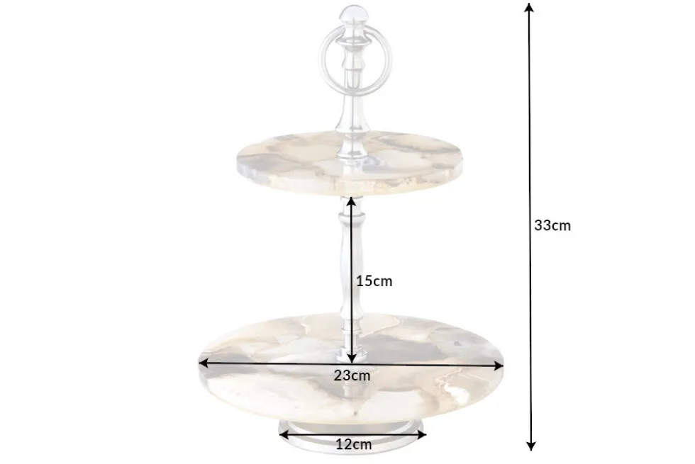 Deko Etagere NOBLE 35cm silber Edelstein handmade Achat Quarz Aluminium
