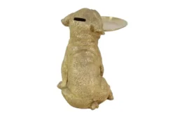 Deko-Figur BULLDOG 35cm gold Spardose mit Ablageplatte handmade