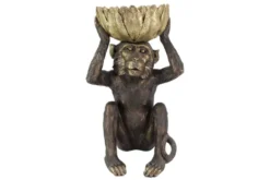 Deko-Figur MONKEY 50cm schwarz gold Affe mit Schale handmade