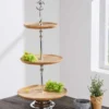 Dekorative Etagere PURE NATURE 68cm silber Mangoholz handmade drei Etagen