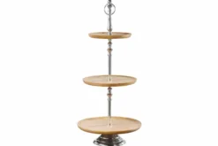 Dekorative Etagere PURE NATURE 68cm silber Mangoholz handmade drei Etagen